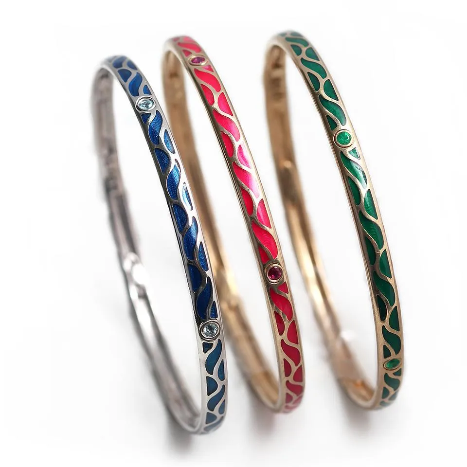 Great Wave - Ruby gold bangles for women