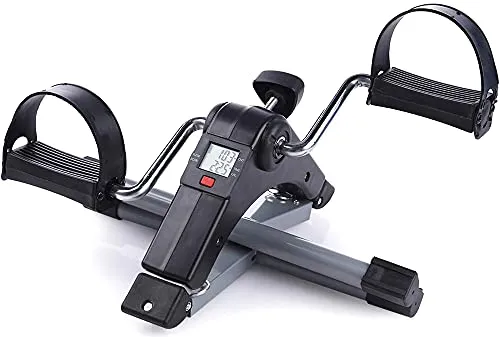 Qualimate Smart Fitness Cycle Digital Foldable Portable Foot Pedal Exerciser Cycle for Home Gym Fitness, silver